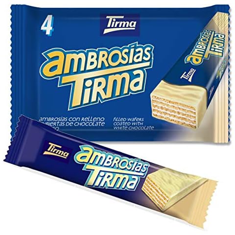 Tirma White Chocolate Ambrosias | White Chocolate Wafers | Cream Filled Wafers Covered with White Chocolate | White Chocolate Bars | 4 pcs | 86 g Cover