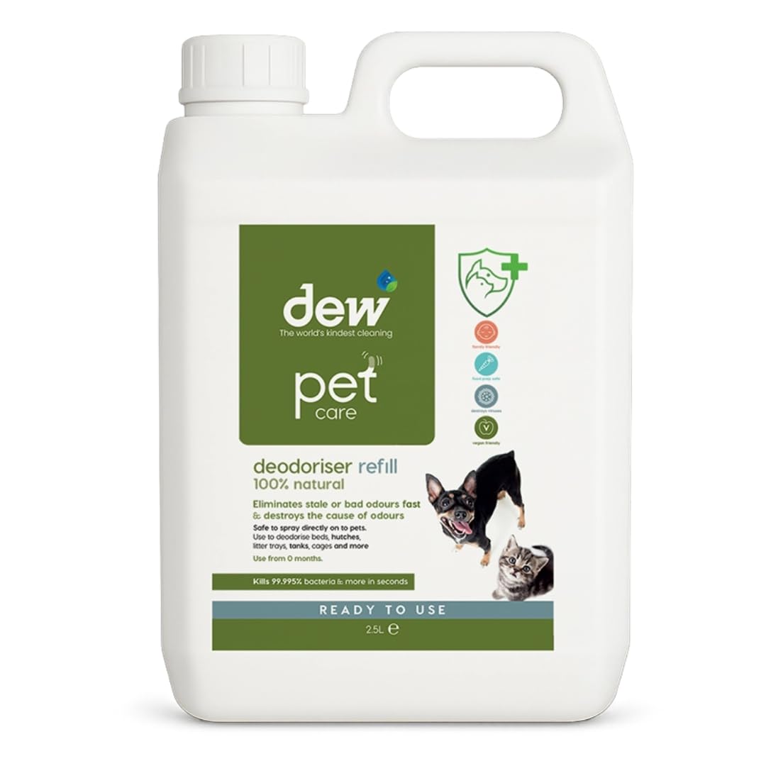 DEW Pet Deodoriser 2.5L | 100% Mineral Hypoallergenic Anti-Bac, Stops Smell, Safe on All Fur, Fragrance-Free, Made in UK