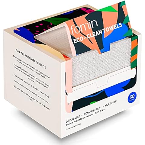 FOMIN Disposable Face Towels - 50 Count (1 Pack) 100% Biodegradable Ultra-Soft Face Towelette For Washing Face & Makeup Removal, 1ST Certified Vegan & Cruelty Free Facial Washcloth for All Skin Types Cover