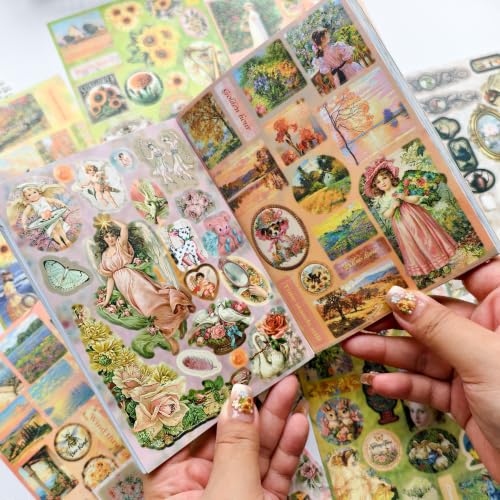Image of 1000+ Pcs Vintage Aesthetic Sticker Book - Pre-Cut, Waterproof & Repositionable Scrapbook Stickers, No Residue Decals for Journaling, Planners, Phone Cases & DIY Crafts