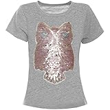 BEZLIT Kinder Mädchen Wende-Pailletten T-Shirt Bluse Kurzarm Sweat Shirt 21256 Grau Größe 140
