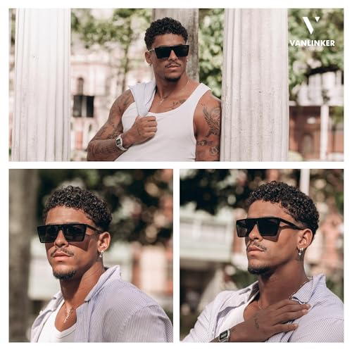 VANLINKER Square Oversized Sunglasses for Womens Mens Trendy Big Flat Top Shades UV400 Large Sun Glasses VL98033