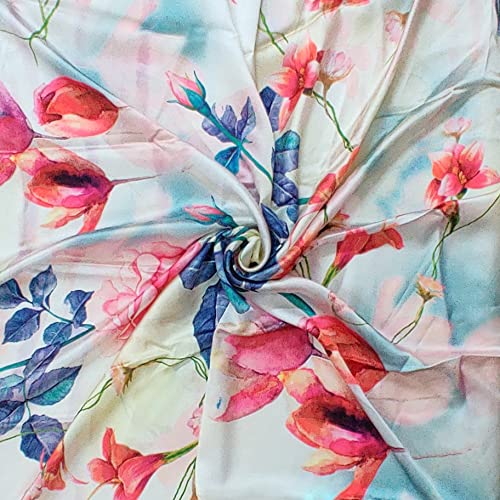 Image of Satin Silk Women's Large Square Floral Fashion Scarf