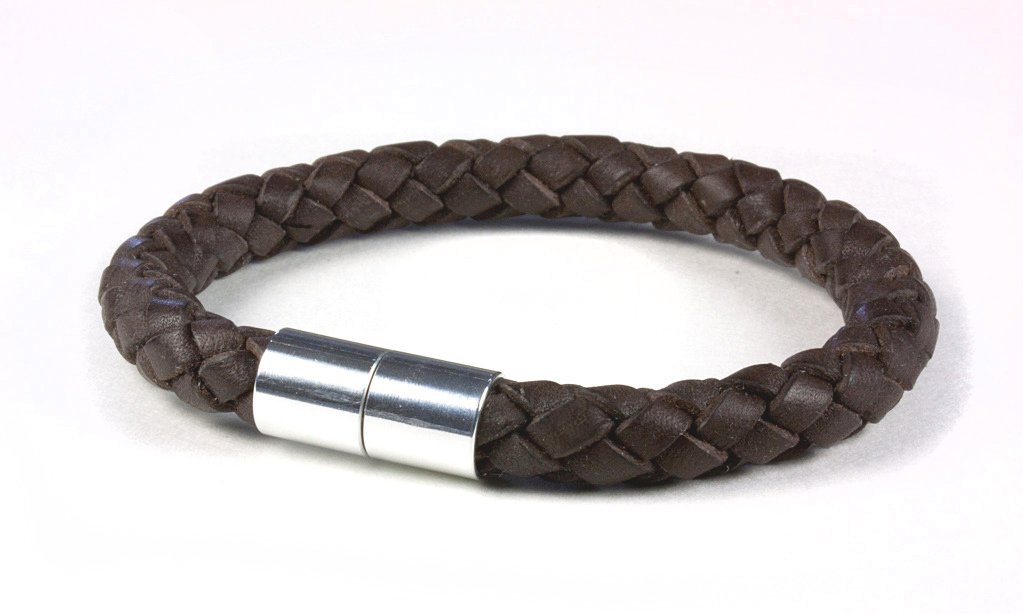 Suki PRO Braided Leather Magnet Therapy Bracelet - 8mm (5/16") Dark Brown