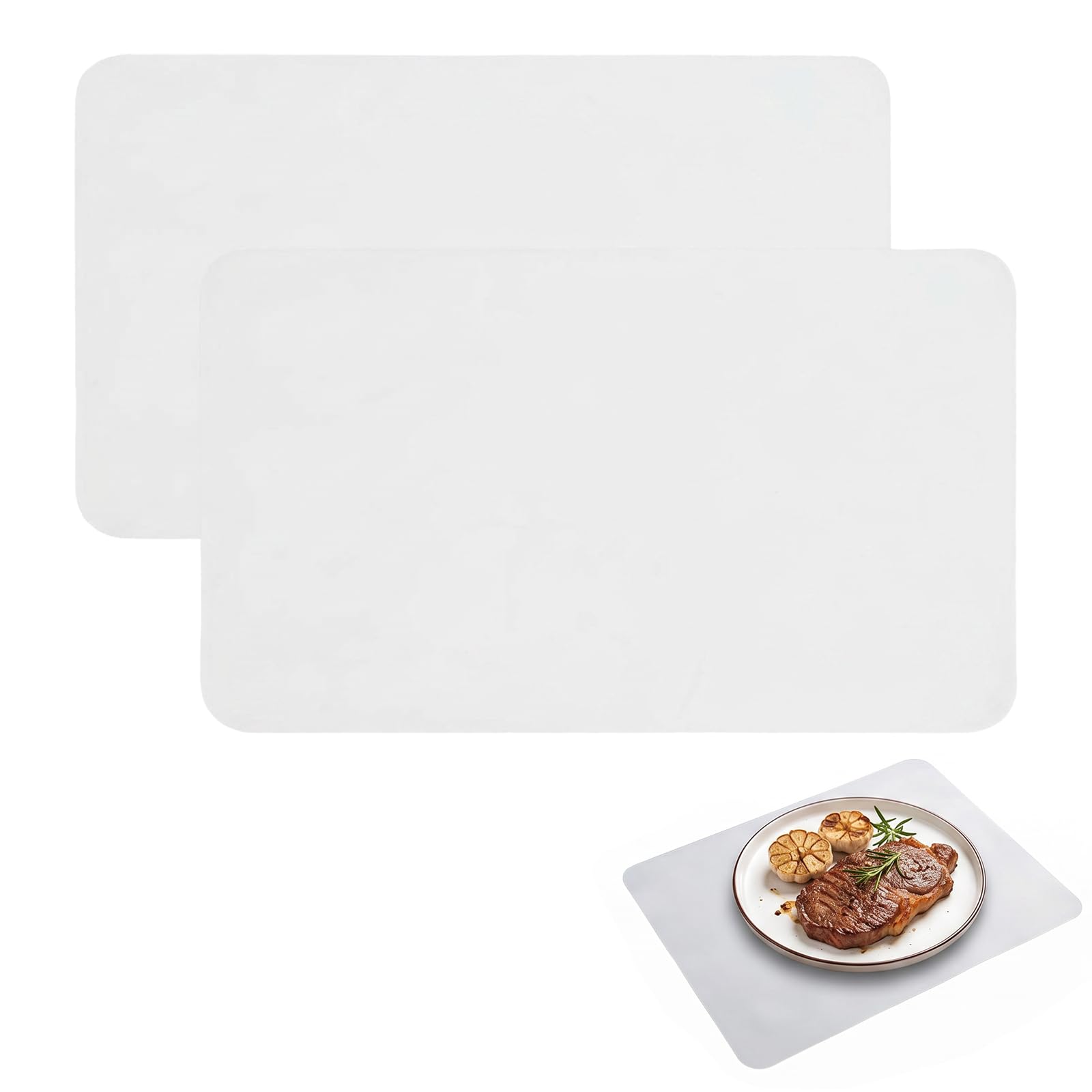 2 Pack Silicone Mats for Worktops Heat-Resistant Non-Slip Mat Dining Table Mat Induction Hob Protector Pad Placemat Sheet Multi-Purpose Craft Mats for for Kitchen Baking Painting, Translucent 40x30cm