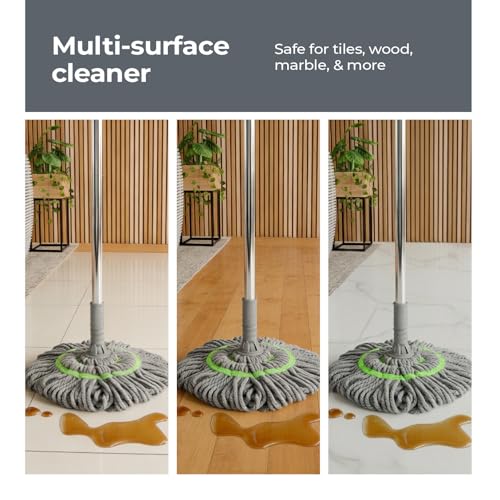 Image of Vivela Microfiber Twist Mop for Floor Cleaning | Self-Squeeze Mop with Super Absorbent Microfiber Head | Lightweight & Durable Stick | Wet & Dry Mop for Home, Kitchen & Bathroom