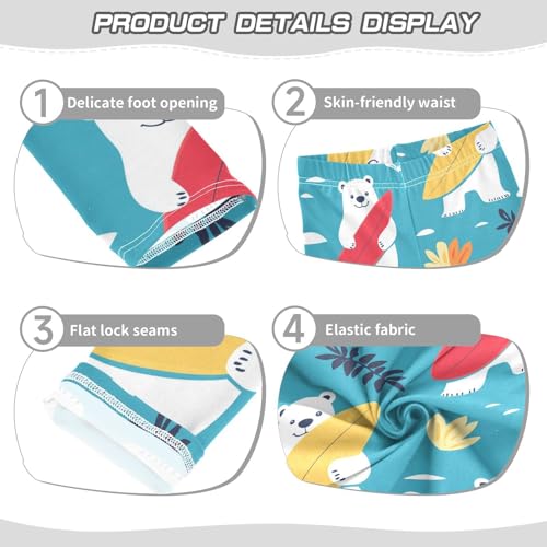 Bear Surfboard Girls Leggings,Workout Leggings for Girls Toddler Athletic Legging Size for 3-10T3