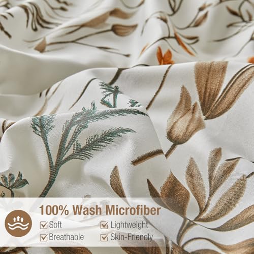 Image of Lekesky King Size Duvet Cover Set, Lightweight Soft Microfiber Comforter Cover,Reversible Duvet Cover King with Branch Pattern, 3 Pieces Khaki Bedding Set with Zipper and 2 Pillowcases