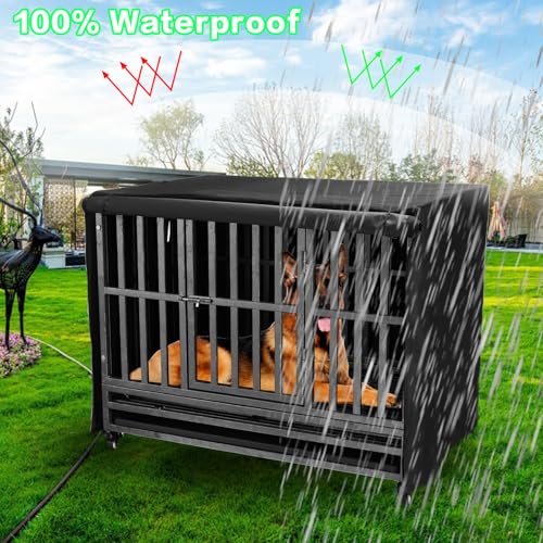 48 inch Heavy Duty Dog Crate Covers Durable 600D Polyester Insulated Dog Kennel Cover Soundproof Windproof Rainproof Shading Fit for Wire Dog Cage Covers with Breathable Side Window ( ONLY COVER) - Image 5