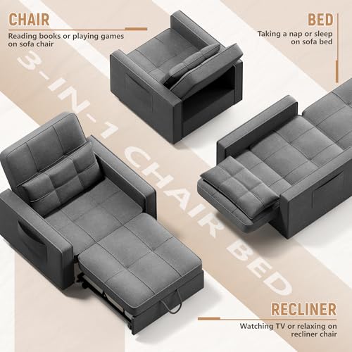 Sillón Convertible Plegable Gris Grafito miniatura 4