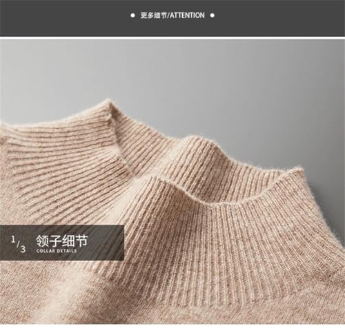 REHJJDFD Men's Semi-High Collar Wool Sweater Loose Knit Pullover Long Sleeve Pullover Solid Knitwear Sweaters4