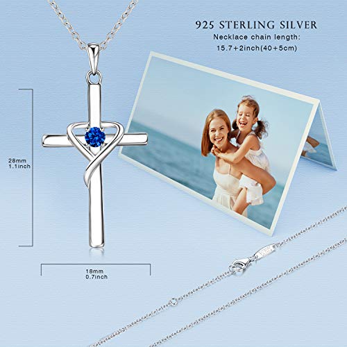 AmorAime 925 Sterling Silver Cross Necklace for Women Men 14K Gold Plated Birthstone Necklaces 5A CZ Rose Gold Necklace for Easter or Christmas3