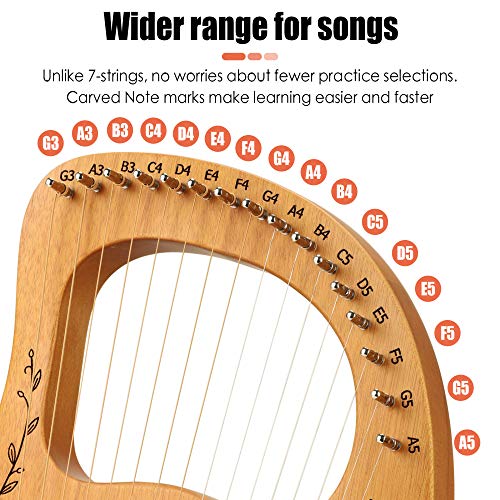 ETE ETMATE Harp 16 metalen snaren, met piano Bag Tuning Wrench snarenpicks, geschikt voor muziekliefhebbers, beginners… - Image 8