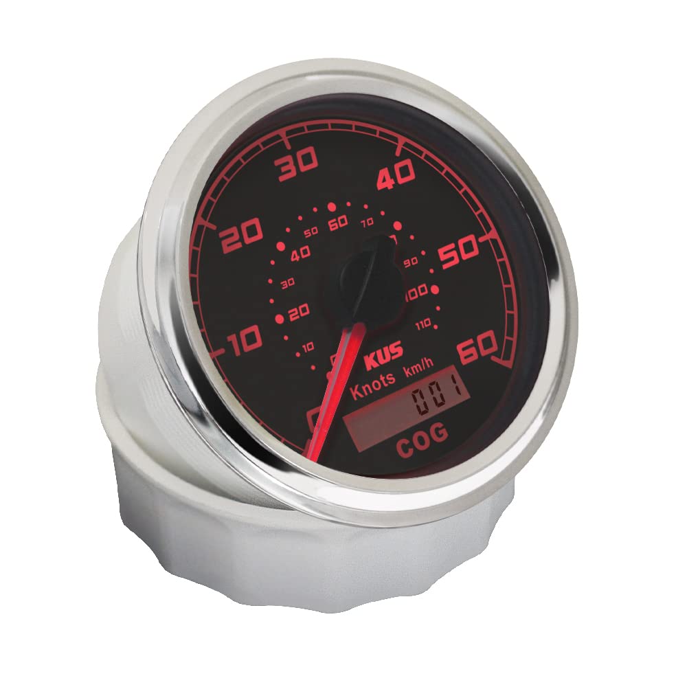 KUS Contachilometri contachilometri GPS 60Knots per barche 85mm 12V/24V (nero)