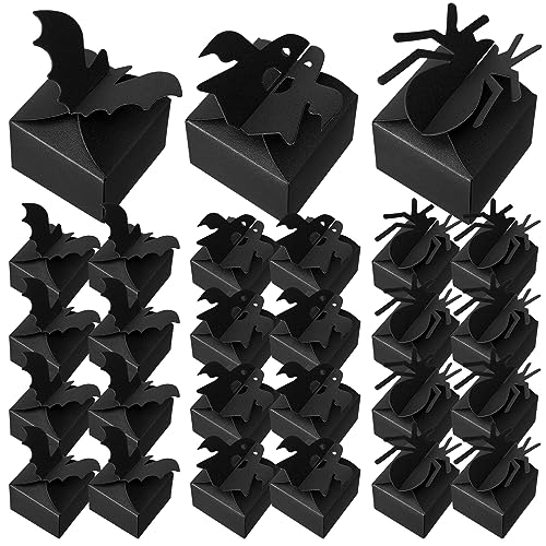 Cholemy 60 Pcs Black Halloween Party Treat Boxes Bat...