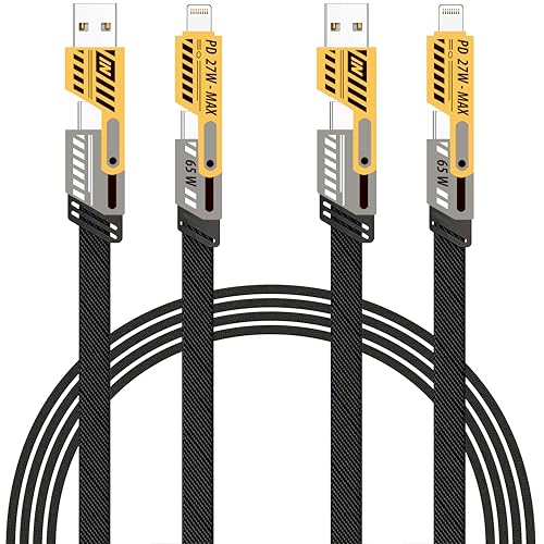 IDISON Multi Charging Cable (3ft 2Pack), 4 in 1 Charging Cable Travel Essentials Nylon Braided Cord USB A/C Port iPhone Charger Cord with Type C Lightning USB for Apple iPhone Android Phone