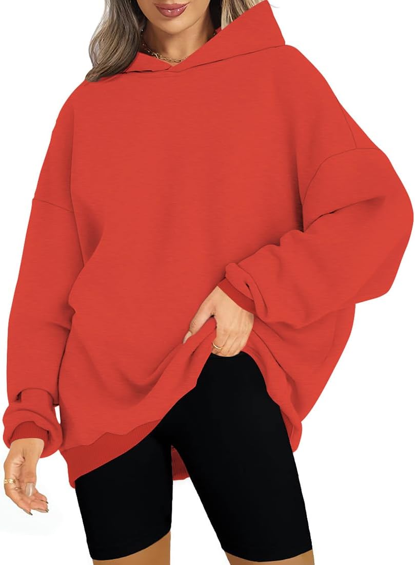 ROYLAMP Women Tops Oversized Fleece Hoodie Long Sleeve Loose Fit Pullover Sweatshirt Casual Y2K Outfits
