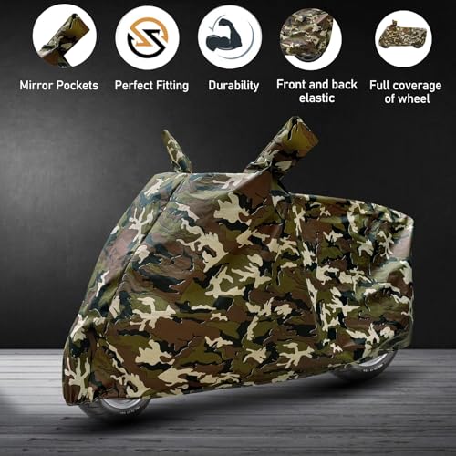 Image of Auto Hub Waterproof Bike Cover Compatible with RE Standard Bullet 350 Dustproof, UV Protection Two Wheeler Bike Standard Bullet 350 Cover - Army Print