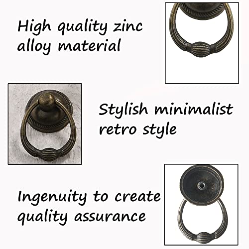 Lxoraziy 8-Piece Retro Ring Drawer Knobs, Vintage Drawer Handles, Antique Style Furniture Pull Handles with Screws - Image 4