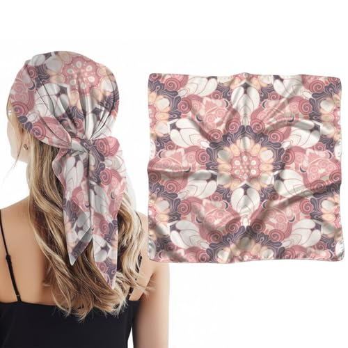 Pañuelo de seda con mandala rosa para dormir, pañuelo cuadrado para el pelo, accesorios piratas, Mandala rosa, 28 × 28 inch