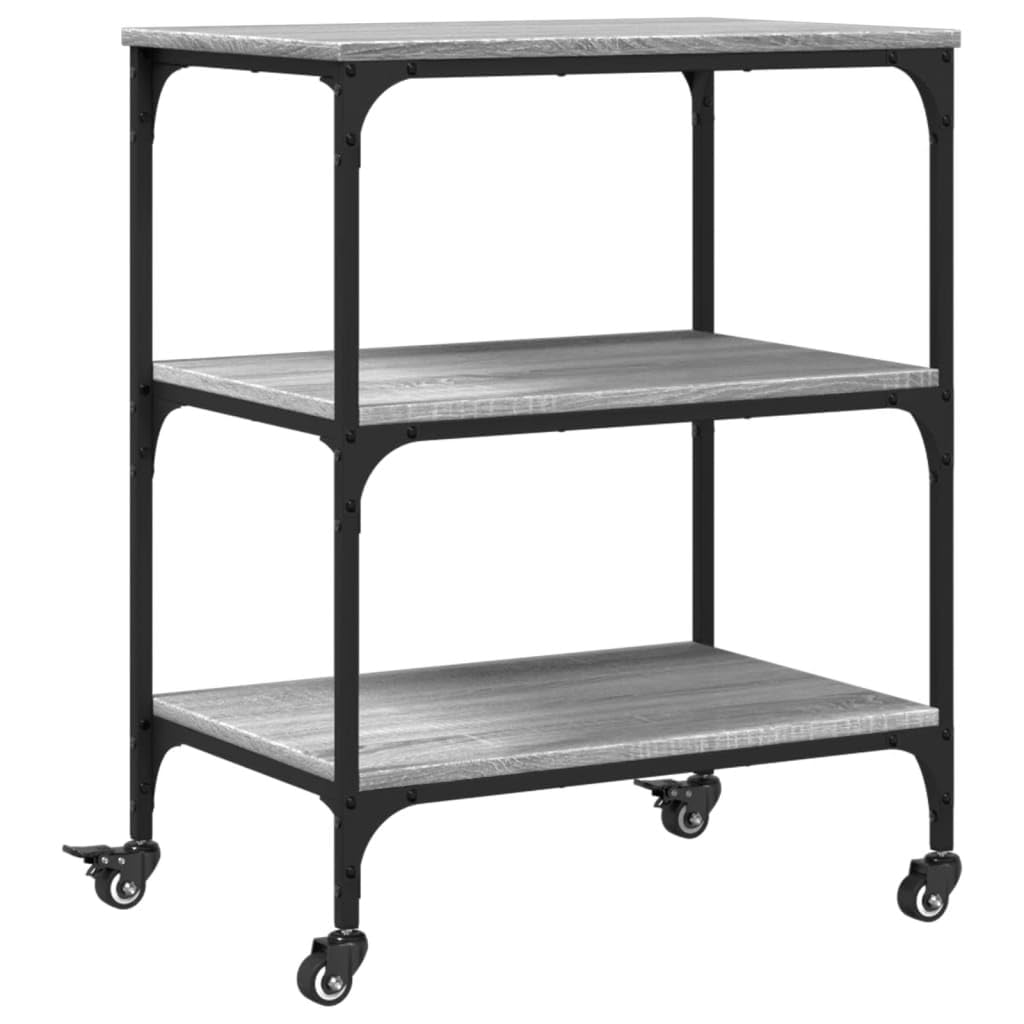 vidaXL Chariot de Cuisine Sonoma Gris 60x41x76 cm Bois d'ingénierie