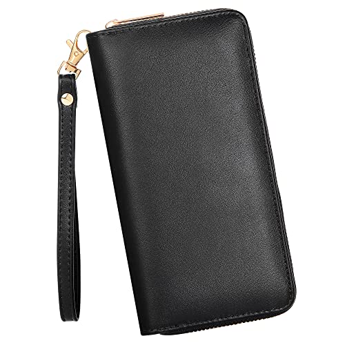 Badiya Women Wallet Zip Around Card Holder Phone Clutch Purse with Wristlet