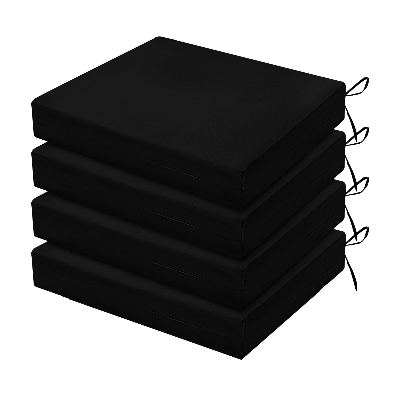 LOVTEXOutdoor Chair Cushions Set of 4, Outdoor Patio Chair Cushions with Ties,Waterproof Chair Cushions for Outdoor Furniture, 18.5 x 16 x 3 inch, Black