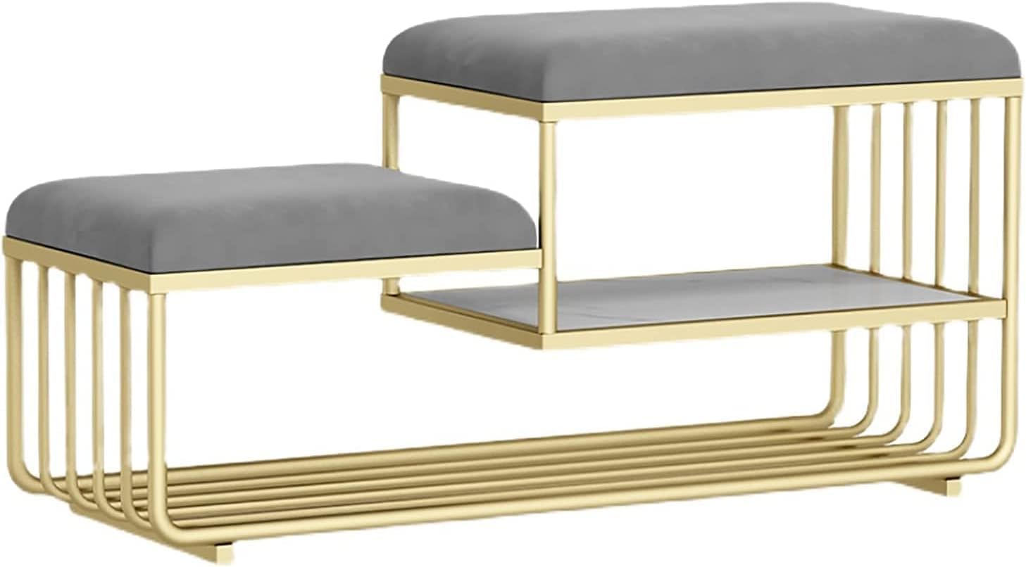 Banc à chaussures en marbre moderne avec 2 niveaux de rangement pour entrée