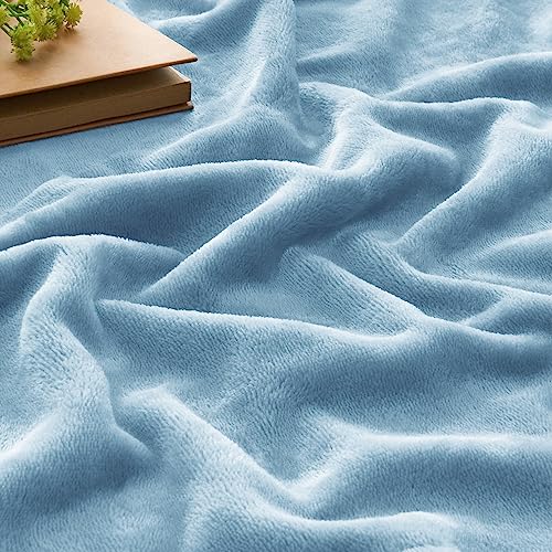 Image of BEDELITE Fleece Blanket Washed Blue Throw Blankets for Couch & Bed, 300GSM Luxury Plush Cozy Fuzzy Blanket 50 inch x 60 inch, Super Soft Warm Lightweight Throw Blanket for Travel Camping