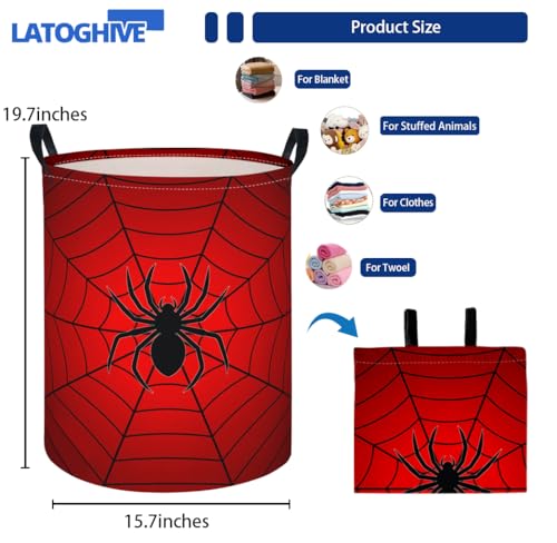 Image of Baby Laundry Hamper kids laundry Basket Waterproof Laundry Bag for Bedroom Clothes Organizer Room Decor(Spider Web)