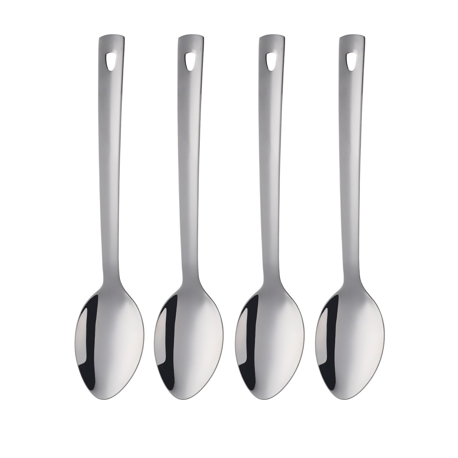 TUPMFG 13 Inch Large Table Spoons for Serving, Stainless Steel Buffet Serving Spoons Set, Long Handle Soup Spoons, for Parties Dinner Kitchen Restaurant (Silver, 4 piece)