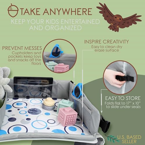 Image of Acorn Baby Foldable Backseat Car Tray Table - Road Trip Must Haves Car Seat Activity Trays - Car Seat Travel Tray