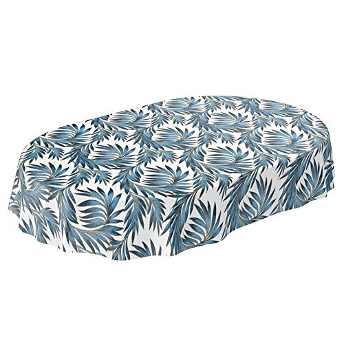 Anro Nappe en toile cirée, lavable, avec palmes or bleu