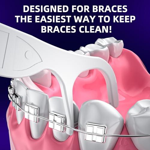 RAZOKO Orthodontische Zahnseide für Zahnspangen – Orthopädische Twin-Line Zahnseidensticks, Speziell für Zahnspangen Entwickelt, 225 Stück – Bild 5