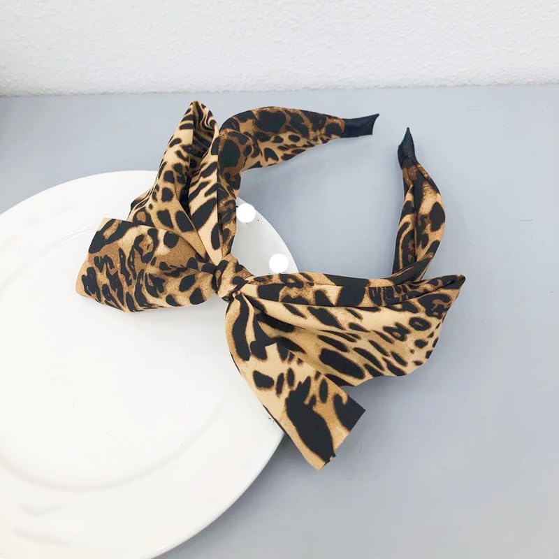 Diadema grande con lazo para el cabello para mujer, diadema con lazo de leopardo, diadema con lazo anudado, diadema con estampado de leopardo, disfraz de cosplay, accesorios para el cabello