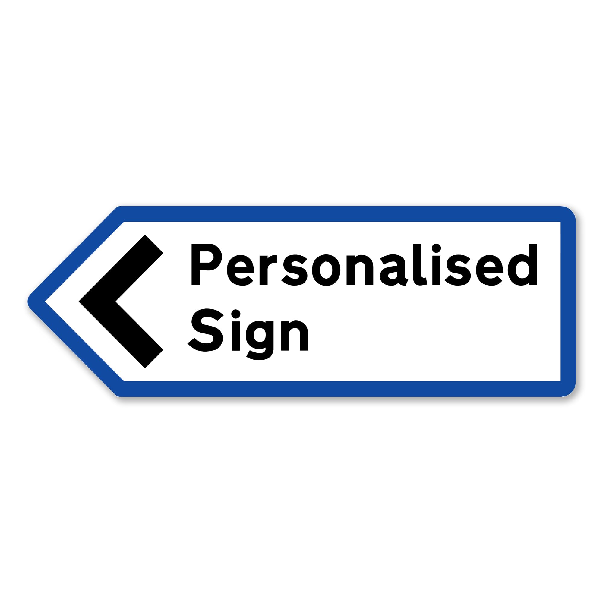 Generic Personalised UK Road Direction Arrow | Medium (29x10cm) - Pointing Left, Blue - Clean Look, Vintage Style