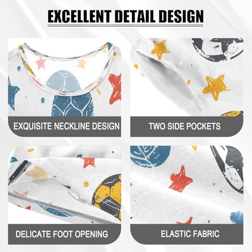 senya Short Sleeve Pajamas Sets Summer Cotton Sleepwear Sketchy Yellow Blue Soccer Stars4