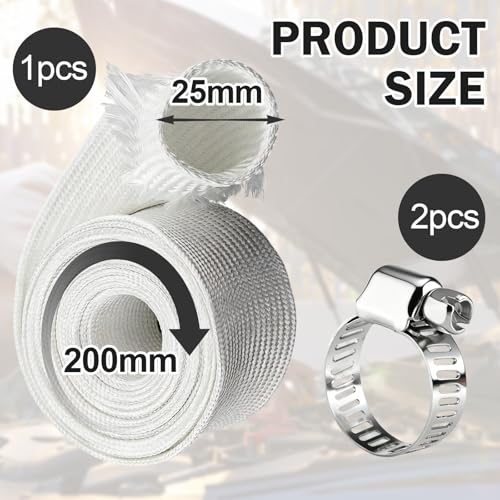 TINA.WIN Abgasschlauch 25mm FüR Stromerzeuger Mit 2 Clips HitzebestäNdiger Standheizung Schlauch Schlauch High Temp Fiberglass Sleeving FüR Notstromaggregat, Standheizung, Air-Klimaanlage（2m）