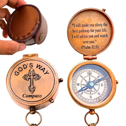 Khybex International God's Way Baptism Compass-Baptism Gifts, Christian Gifts For Men, Catholic Gifts, Gifts For Teen Boys Girls, s, Inspirational Gifts For Woman, Sentimental Gifts (I Will Guide You)