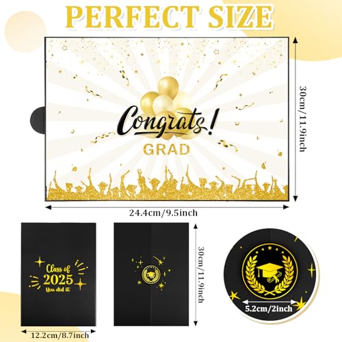 Image of Graduation Guest Book Alternative,Graduation Signature Board Sign, Black Gold Class of 2025 Graduation Party Decorations for Men Women College High School Unique Graduation Gift for Friends