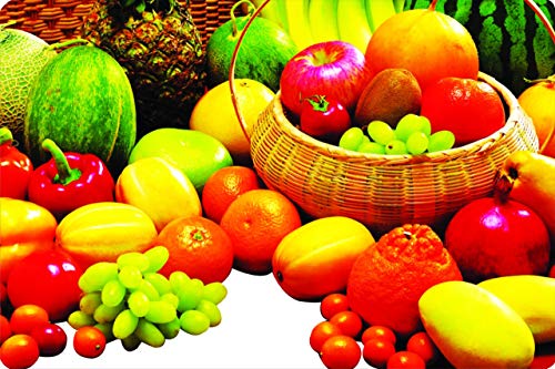 Image of Kuber Industries Fruits Design 4 Pieces PVC Refrigerator /Fridge Multipurpose Drawer Mat Set (Red& White) CTKTC33645