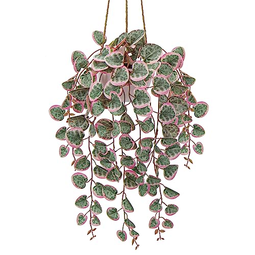 Briful Artificial Hanging Plants with Pot 17'' Fake String of Heart Plants Faux Plants Indoor for Home Office Room Garden Balcony Patio Front Door Hanging Decor