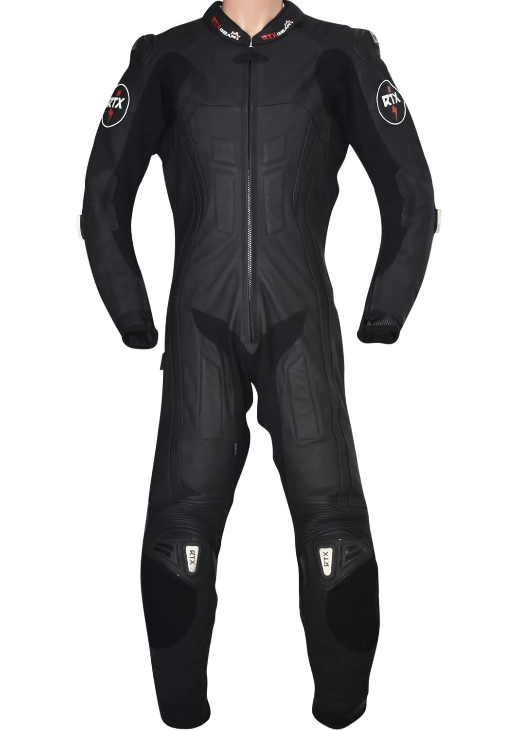 RTX Panther Black Stingray Track Race Ready UKCA CE Level 2 Sas-Tec Armoured One Piece Motorcycle Leather Suit