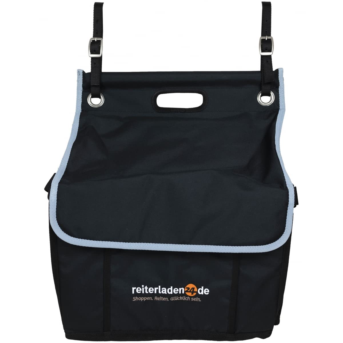 RL24 - Boxentasche für Pferde | Putztasche für die Box | Putzzeug-Aufbewahrung zum Aufhängen | in Schwarz & ohne Inhalt | Putzbeutel mit 2 Gurten | Pferdezubehör für die Pferdepflege