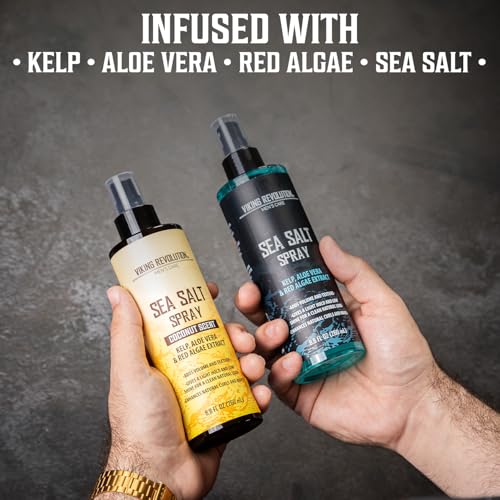 Image of Viking Revolution Sea Salt Spray for Hair Men - Hair Texturizing Spray with Kelp, Aloe Vera and Red Algae Extract to Add Volume and Texture - Ocean Breeze and Coconut Scent, 8.8oz each