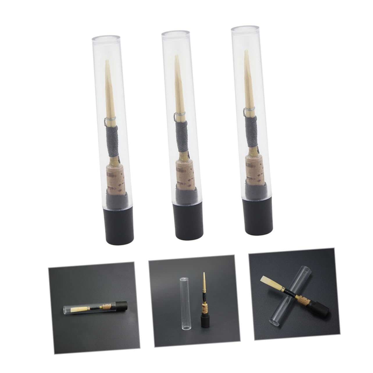 Cañas para Oboe Negras 3 Piezas para Principiantes, Cañas de Oboe Duraderas Resistencia Media, Accesorios Compactos para Instrumentos de Viento y Uso en Estudiantes