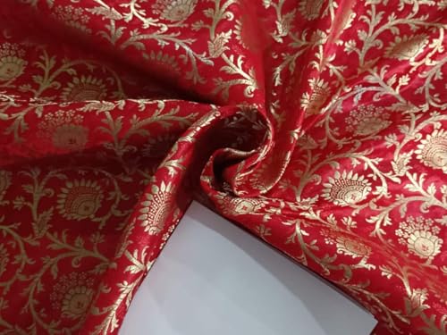 Tissu floral rouge Brocart BRO823 [2] aux finitions raffinées pour haute couture