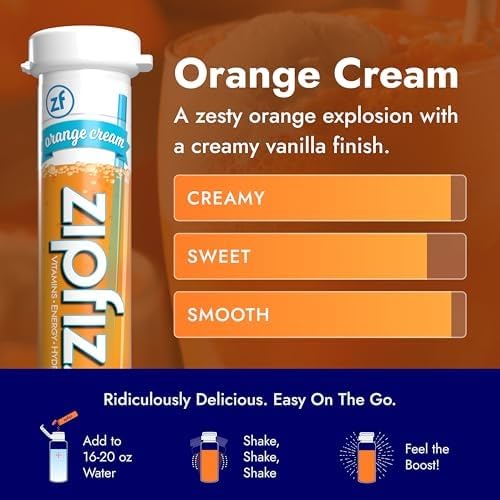 Amazon.com : Zipfizz Daily Energy Drink Powder, Orange Cream, 20