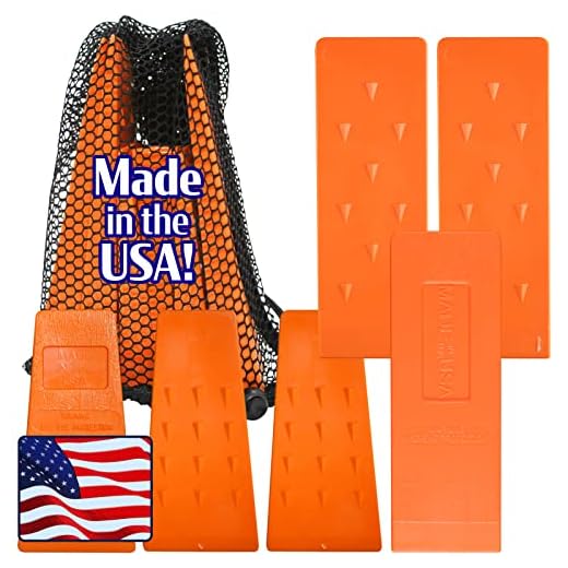 Cold Creek Loggers - Made in USA! - Orange Spiked Tree Wedges for Tree Cutting Falling, Bucking, Felling Wedges Chainsaw Loggers Supplies, 3-5.5" and 3-8" Wedges Plus Free Storage Bag