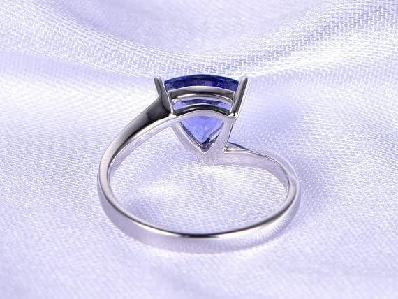 BeBold 1.5ct Trillion Cut Blue Created Tanzanite Swirl with Accents Ring White Gold Plated